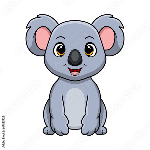 Cute little koala cartoon on white background