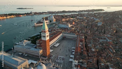 Wallpaper Mural Venice city skyline, aerial view of St. Mark's Square with Doge's Palace, Basilica, and Campanile, Italy Torontodigital.ca