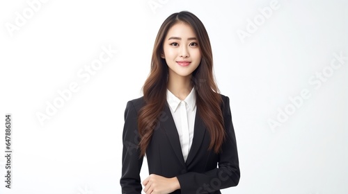 Portrait of a lovely young asian business woman isolated on white background