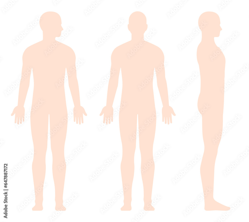 Set of 3 full-body male silhouettes Set of 3 full-body male silhouettes