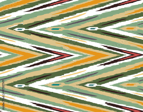 Uzbek ikat seamless pattern. Khan atlas. Traditional fabric in Central Asia.