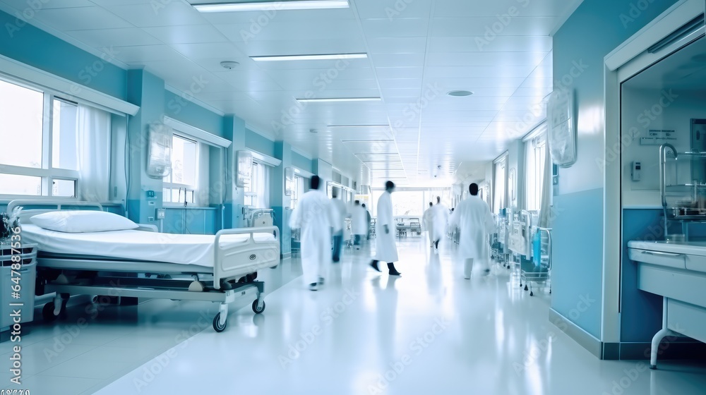 A motion blurred photography in hospital. A motion blurred photography in hospital.
