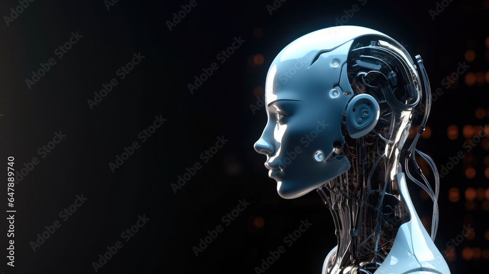 Artificial intelligence robot, AI with Digital Brain is learning processing big data, Analysis information.