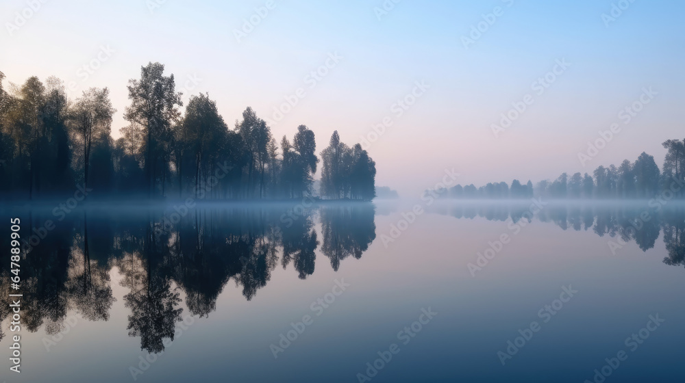Fototapeta premium Symmetrical reflections on a calm lake