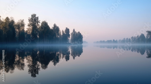 Symmetrical reflections on a calm lake