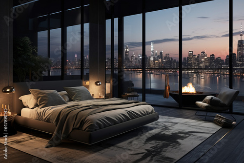 modern bedroom at night