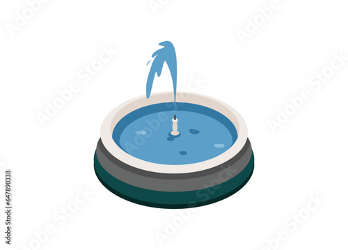 Water pond and fountain. Simple flat illustration.
