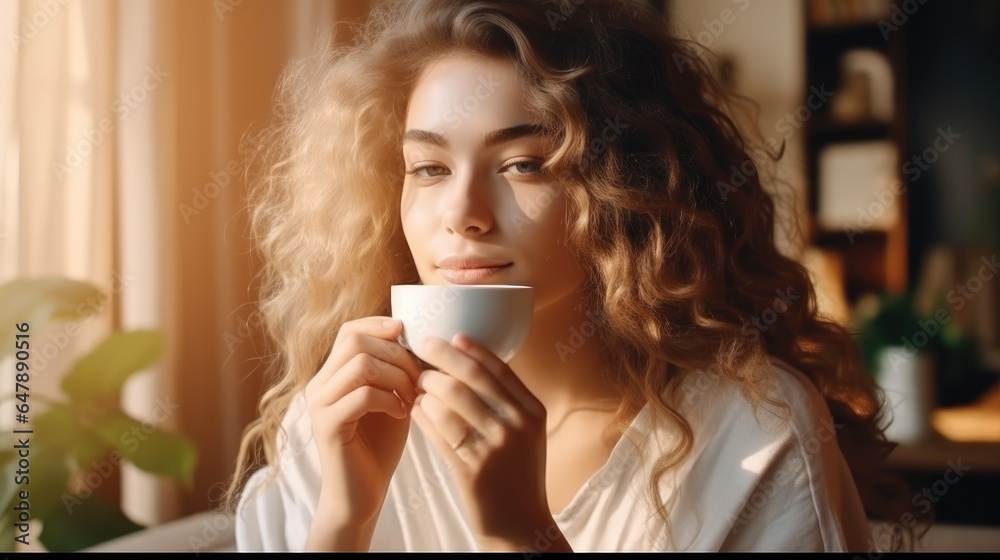 Beautiful woman are drinks morning coffee. Beautiful woman are drinks morning coffee.
