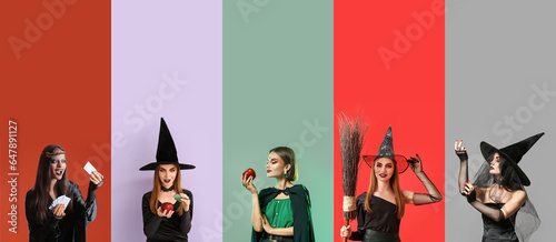 Group of young witches on c...