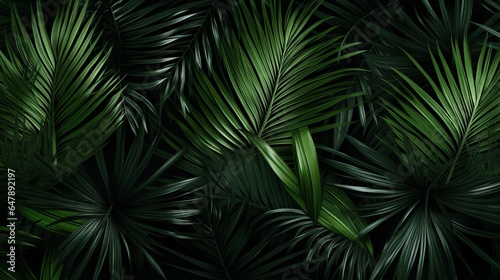 Palm Tree and Fern Branches and Leaves Graphic Background