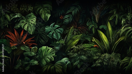Indoor Plants and Leaves Graphic Background