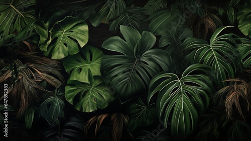 Indoor Plants and Leaves Graphic Background