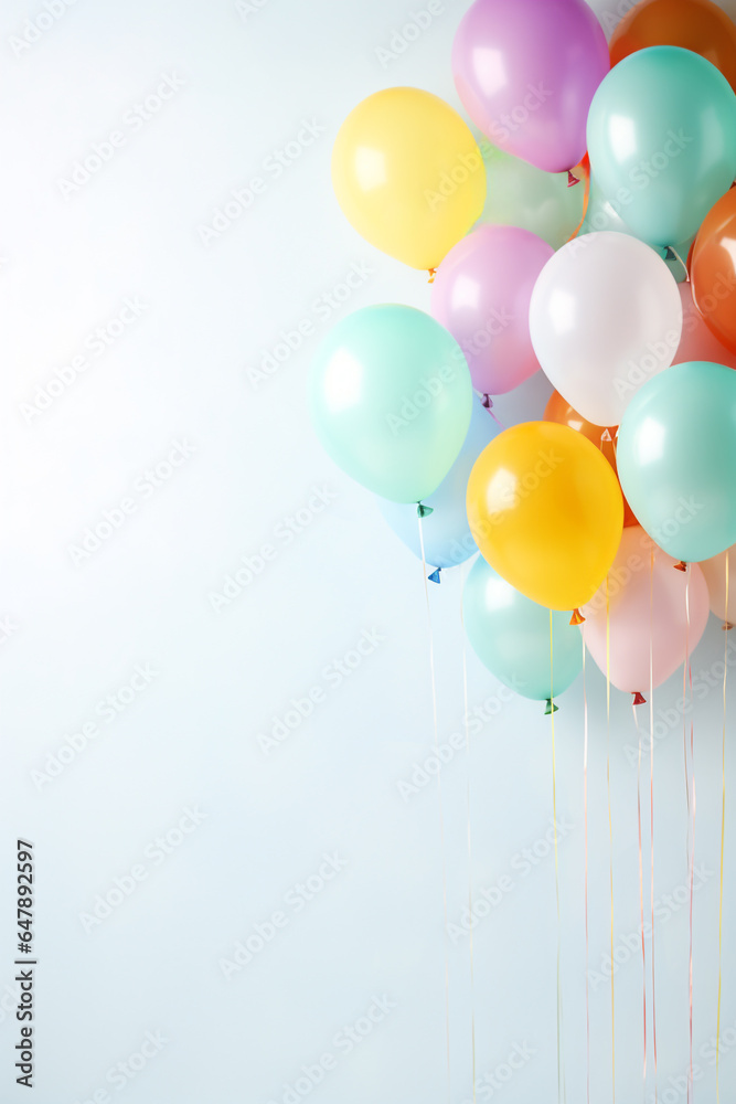 bunte Party Ballons in vielen verschiedenen Farben und mit Platz für Text. Hochkant. Hochformat. Generative Ai. bunte Party Ballons in vielen verschiedenen Farben und mit Platz für Text. Hochkant. Hochformat. Generative Ai.