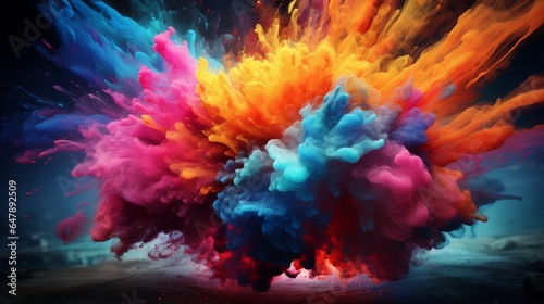 Create a visually stunning scene that captures the essence of a colorful explosion, with vivid colors and intricate textures. © Lucifer
