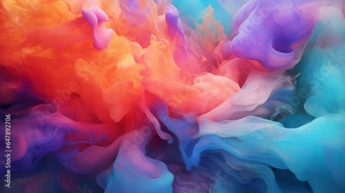 Create an enchanting landscape of vibrant hues entwined with ethereal smoky waves.