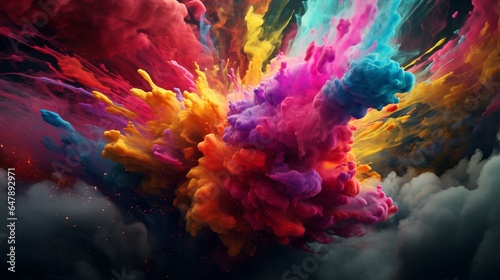 Design a visually striking scene  capturing the essence of a colorful explosion with vivid colors and intricate textures.