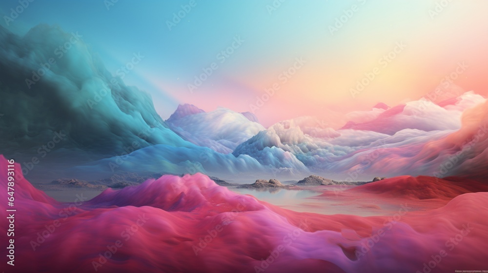 Develop a mesmerizing scene where layers of vibrant colors blend seamlessly to create a breathtaking visual experience.