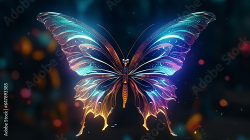 Generate a digital masterpiece that mimics the intricate details of a butterfly's iridescent wings. © Lucifer