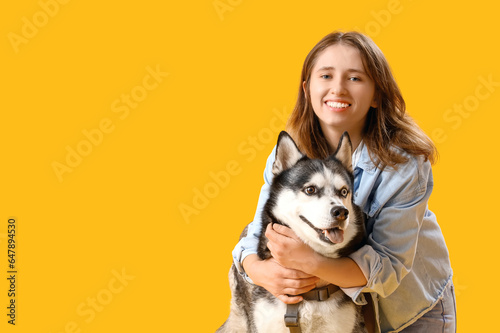 Happy young woman with husk...
