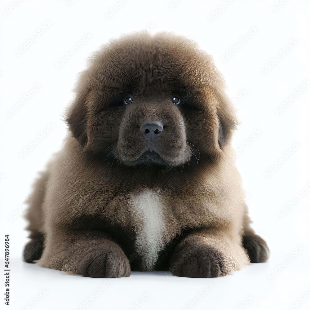 Fototapeta premium Newfoundland's Adorable Puppy Poses, Generative AI