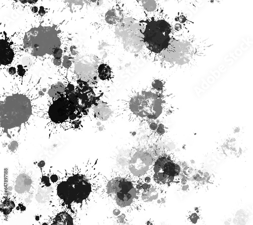 Black paint stains with transparent background. Splash background with drops and stains.