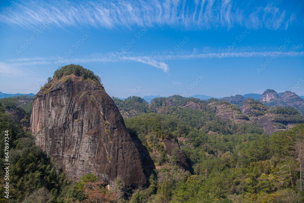 A landscape picture of the mountains and hills of Wuyishan