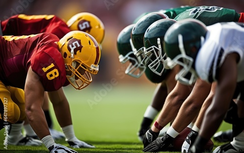 American football players in a game. Generative AI photo