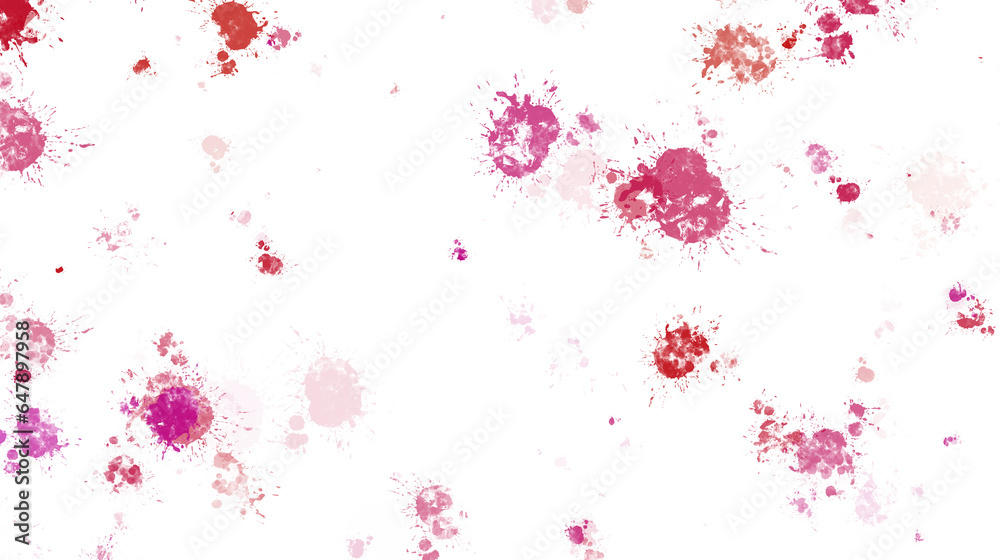 Dark pink paint stains with transparent background. Splash background with drops and stains.
