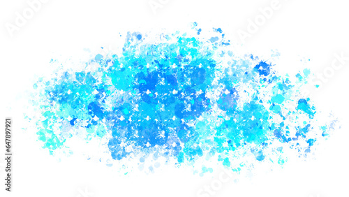 Sky blue paint stains with transparent background. Splash background with drops and stains. 