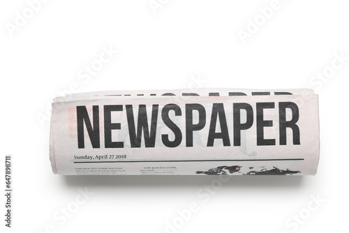 Rolled newspaper isolated o...