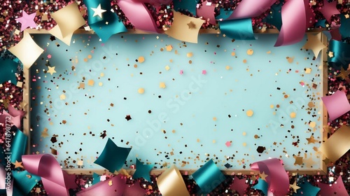 background Glittering confetti and sparkles border 