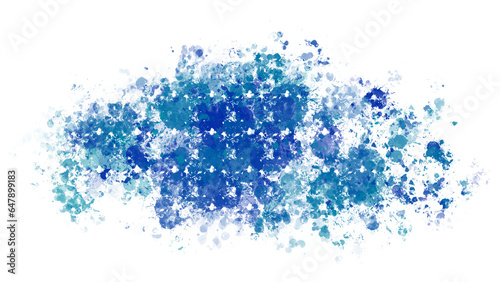 Turquoise paint stains with transparent background. Splash background with drops and stains.