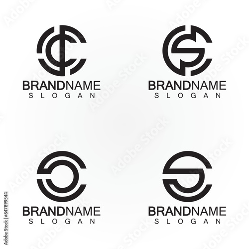 Alphabet letters monogram logo CS,SC,S and C, elegant and Professional letter icon design