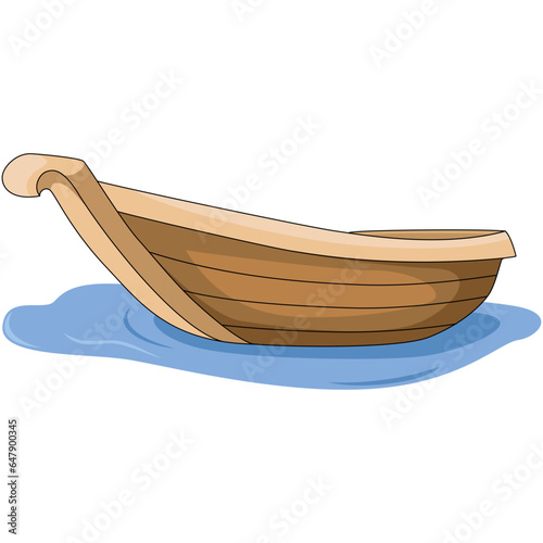 Wooden boat on a white background