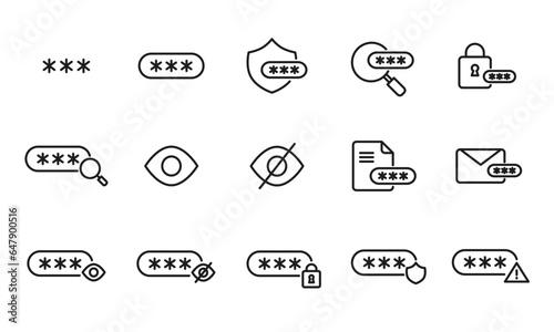 暗証番号のアイコンセット/パスワード/セキュリティ/保安/認証/防護/イラスト/ベクター