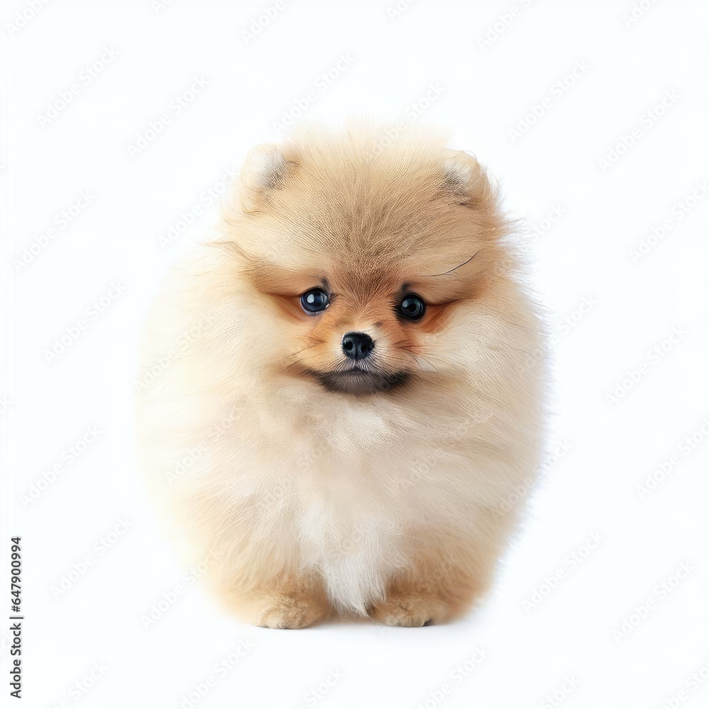 Obraz premium Playful Baby Pomeranian Joy, Generative AI