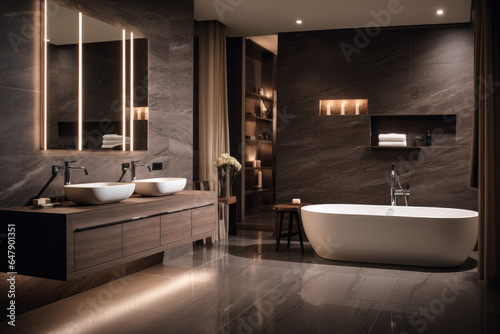 Elegance and Sophistication  A Modern Bathroom with Mocha Color Accents