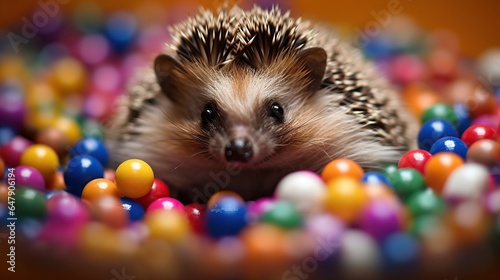 hedgehog in a ball bath Generative AI