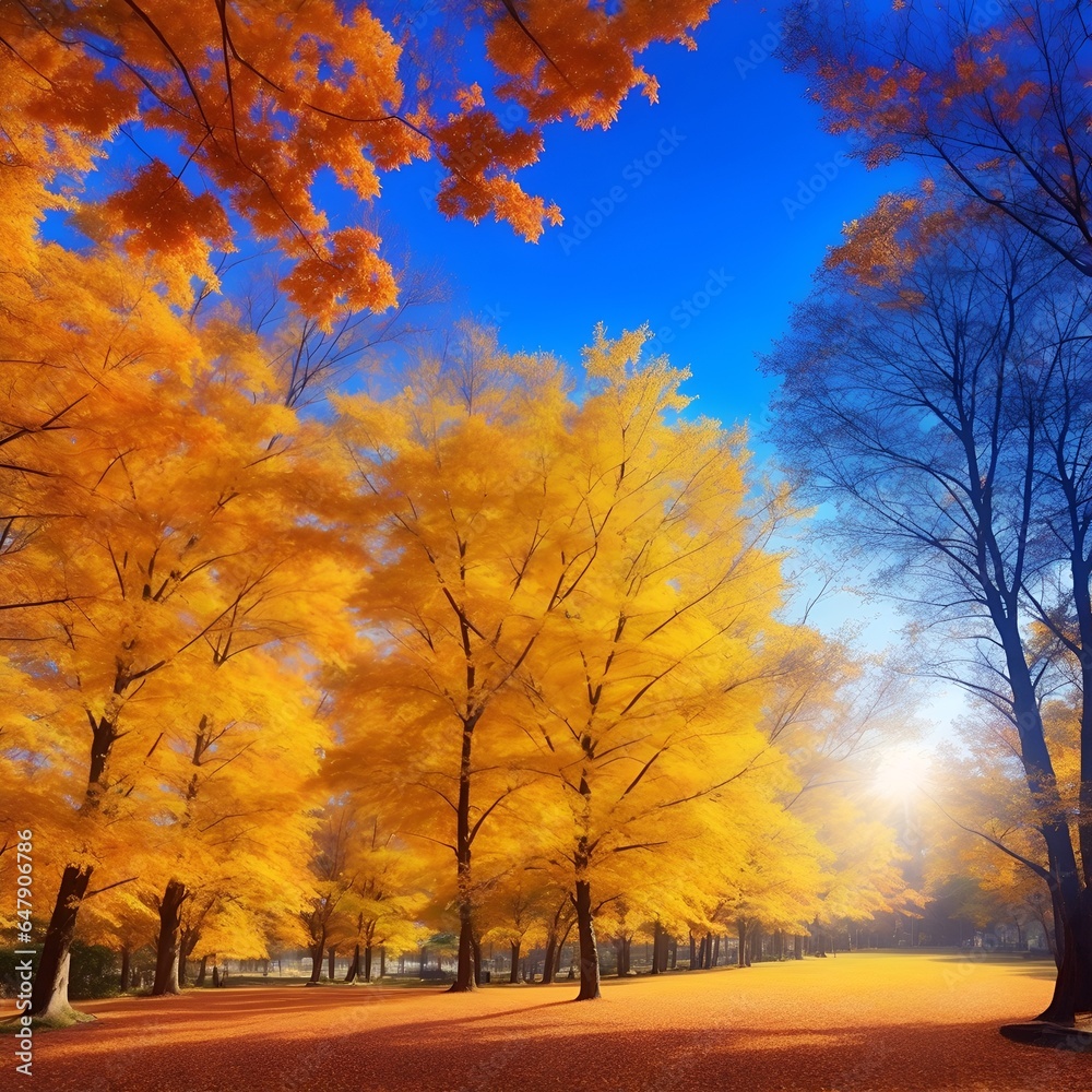 The blue autumn sky background