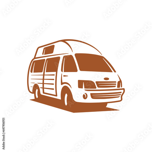 RV recreational vehicle silhouette. Camper van motorhome vector illustration