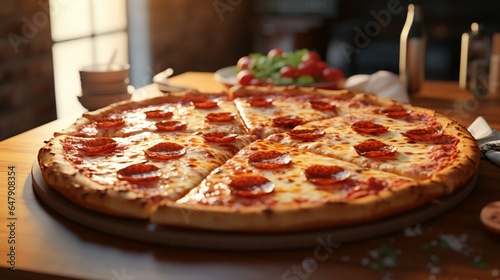 Create a mouthwatering pizza, showcasing its gourmet quality on a clean solid white surface.