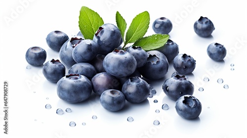 Create an HD depiction of a cluster of fresh blueberries on an isolated white background.