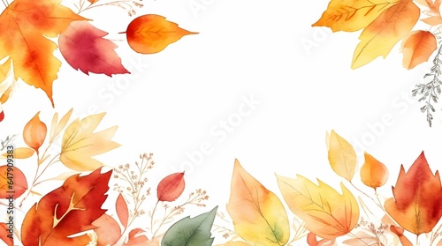 Watercolor Autumn Border, Watercolor Background