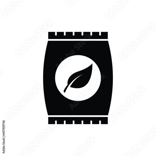Plant leaves sack icon design. Vector bag with seeds, isolated on white background. vector illustration