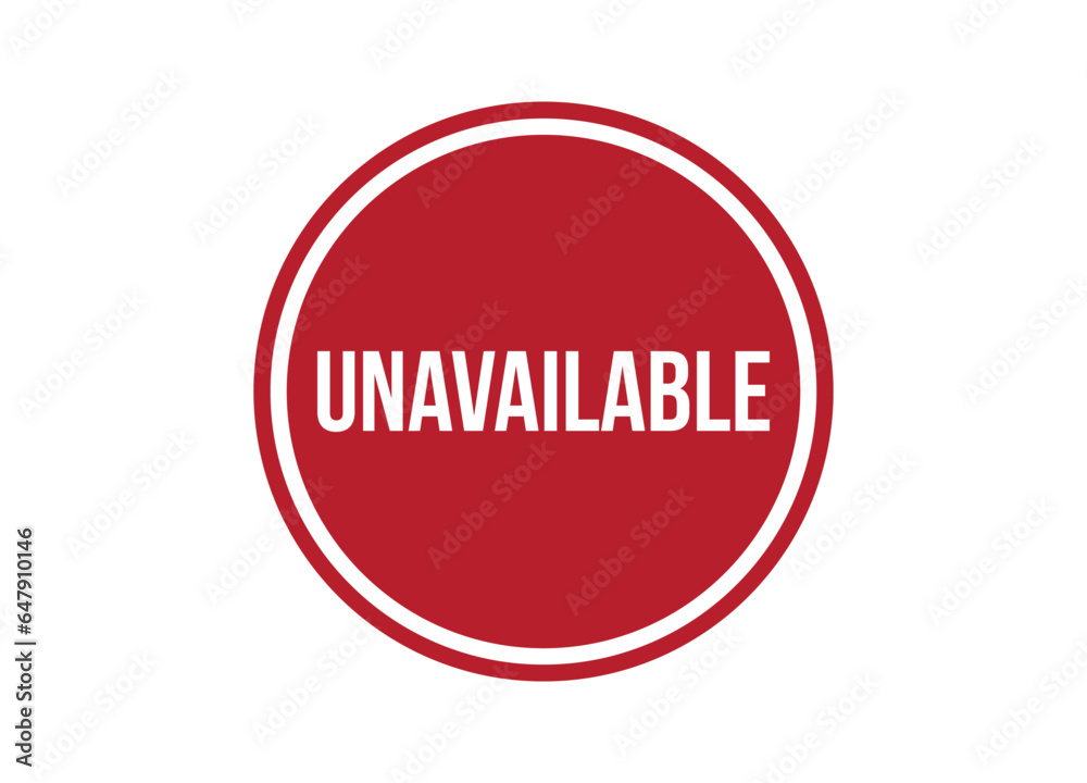 unavailable red vector banner illustration isolated on white background - obrazy, fototapety, plakaty 