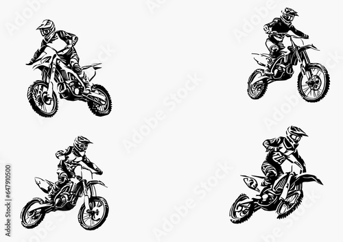 Motocross drivers silhouette. Vector illustration