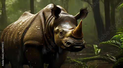 Sumatran Rhinoceros in nature