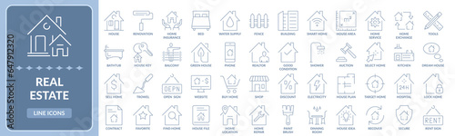 Real estate thin line icons set EPS10 - Stock Vector.