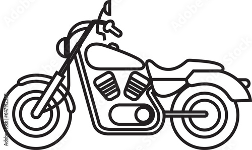 Motorcycle Icon Adventure Object Vintage Line Art