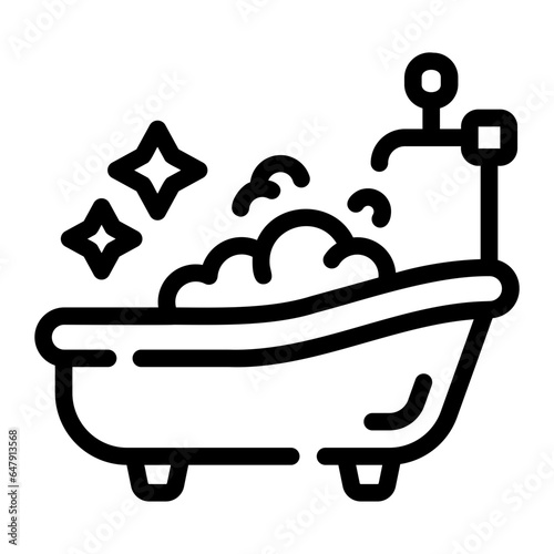 bathtube cleaning Line Icon